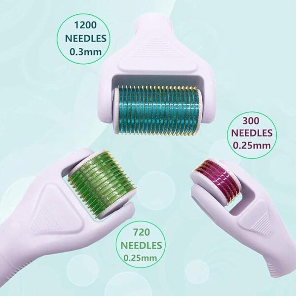 KOIME 4 in 1 Derma Roller Microneedling Kit for Face and Body - Micro Needle Microdermabrasion Roller Reduce wrinkles, scars, stretch marks - 3 Replaceable Heads -2024 (4 in 1...