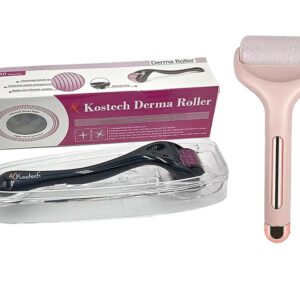 Kostech Derma Roller 0.25MM 540 Micro Titanium Needles for Hair and Beard Regrowth Reduces Hair Fall & Stimulates | Ice Roller for Face Cooling Gel Facial Massager (Ice Roller,...