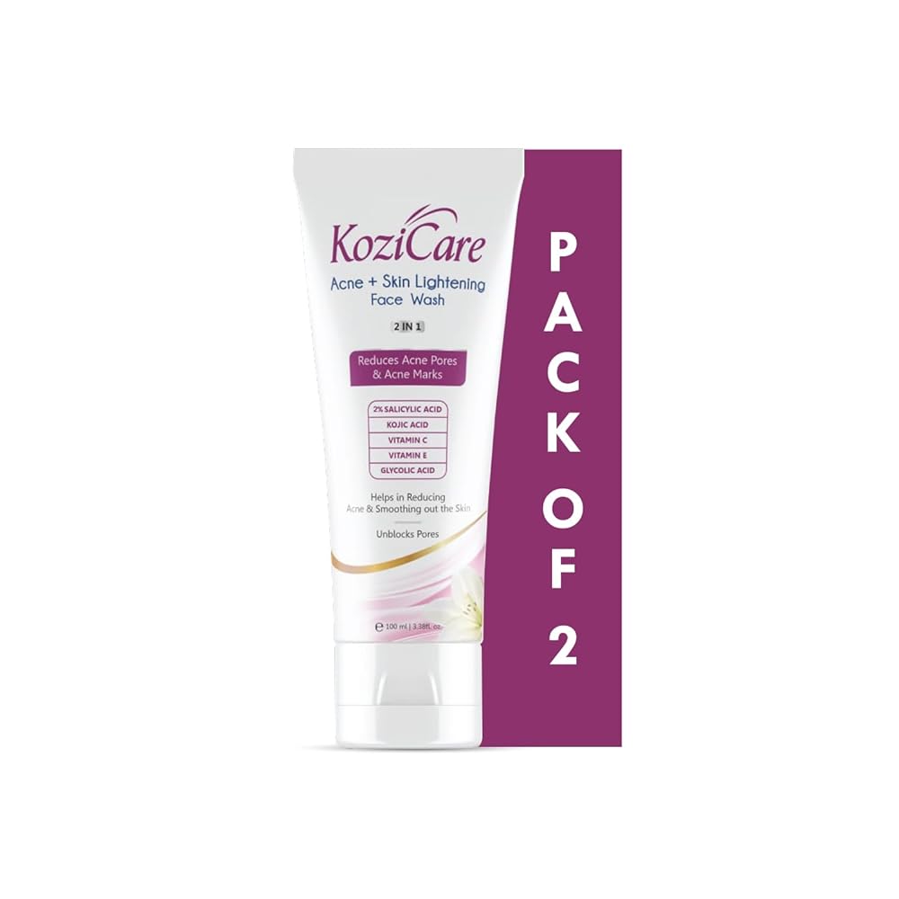 Kozicare Kojic Acid Face Wash | Acne Fight Face Wash & 2% Salicylic Acid Face Wash | Face Wash for Glowing Skin | Reducing Acne & Smoothing Skin | Skin Whitening Face Wash -...