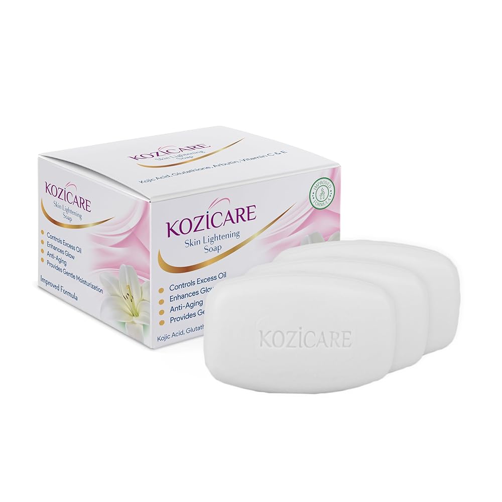 Kozicare Kojic Acid Soap & Glutathione | Whitening | Body Tan Removal | Bath for Men & Women | Remove Dark Spots & Hyperpigmentation | For Glowing Skin - Pack of 3