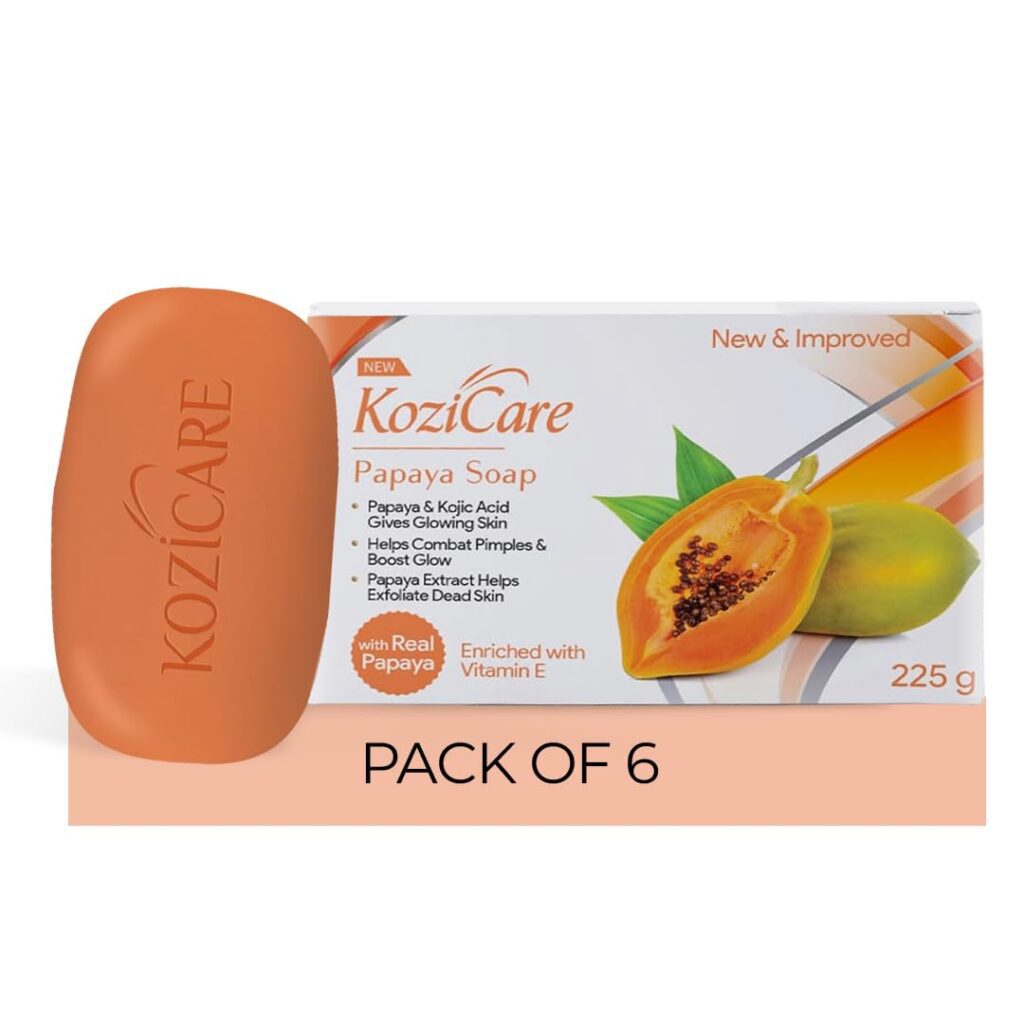 Kozicare Papaya Soap | Dark Spot Remover & Glowing Skin | Kojic Acid, Olive Oil & Papaya Extract | Moisturizing for Face & Body | Natural Brightening Papaya Soap for Men & Women...