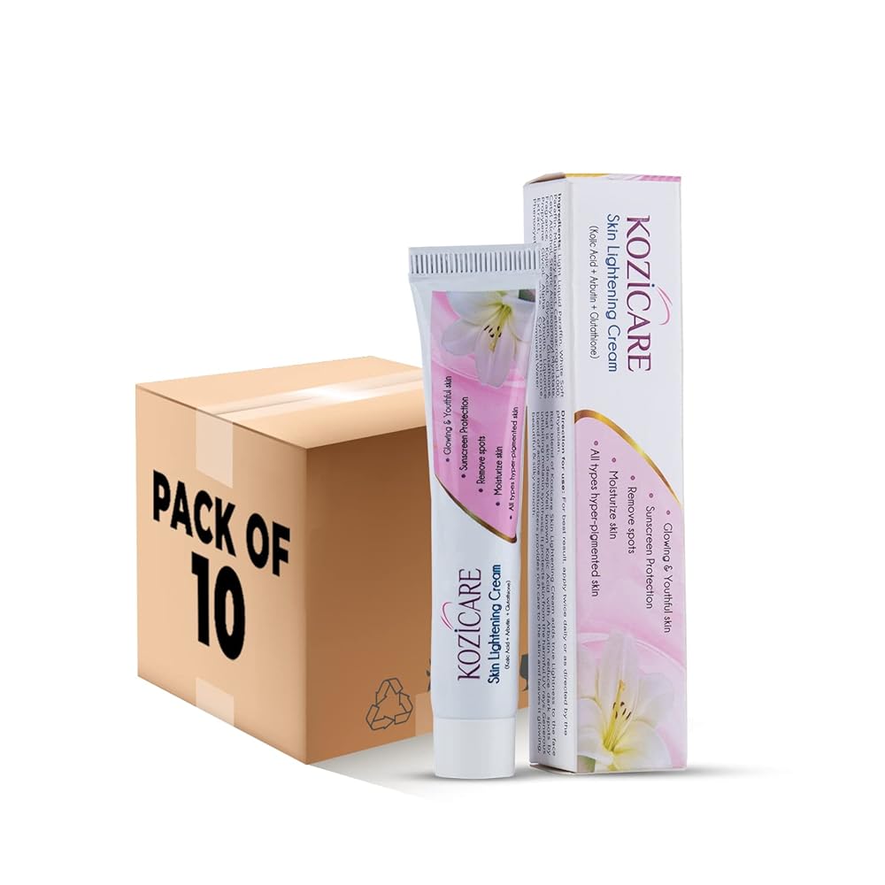 Kozicare Skin Lightening Cream - 15gm (Pack of 10)| Enriched with Kojic Acid, Alpha Arbutin, Glutathione, Niacinamide and Vitamin C | Best for Melasma, Pigmentation, Acne Scars,...