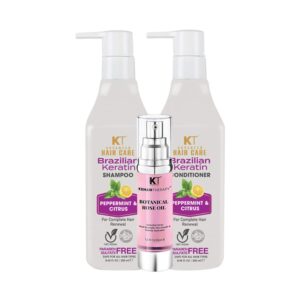 KT Professional Advanced Hair Care Brazilian Keratin shampoo,Conditioner & Botanical rose oil Combo - KT Professional