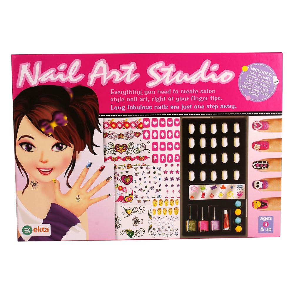 Kush Toys Ekta Nail Art Studio | Creative Gifts for Girls Kids Nail Polish KIT with Accessories Multicolor