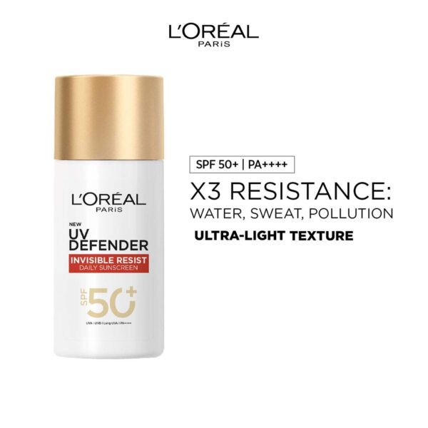 L’Oreal Paris Uv Defender Invisible Resist Daily Sunscreen SPF50+ PA++++ Lightweight (50 ml) - L'Oreal Paris