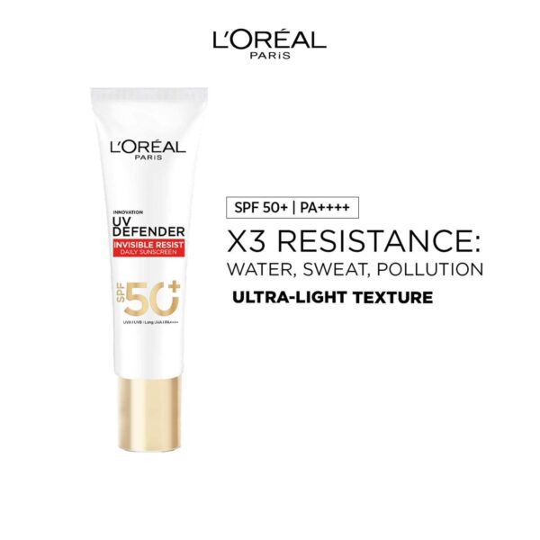 L’Oreal Paris Uv Defender Invisible Resist Daily Sunscreen SPF50+ PA++++ Lightweight (30 ml) - L'Oreal Paris