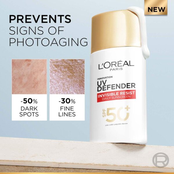 L’Oreal Paris Uv Defender Invisible Resist Daily Sunscreen SPF50+ PA++++ Lightweight (30 ml) - L'Oreal Paris