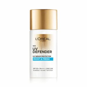 Lâ€™OrÃ©al Paris UV Defender Serum Protector Sunscreen SPF 50 PA+++, Moist & Fresh, 50 ml | Non-Greasy, Hydrating Sunscreen With Hyaluronic Acid | UVA & UVB Protection, 50 ml