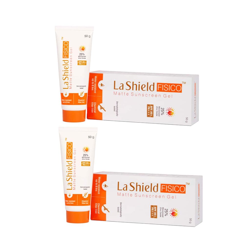 La Shield FISICO SPF 50+ & PA+++ Sunscreen Gel Pack of 2 (50 g) Combo - La Shield