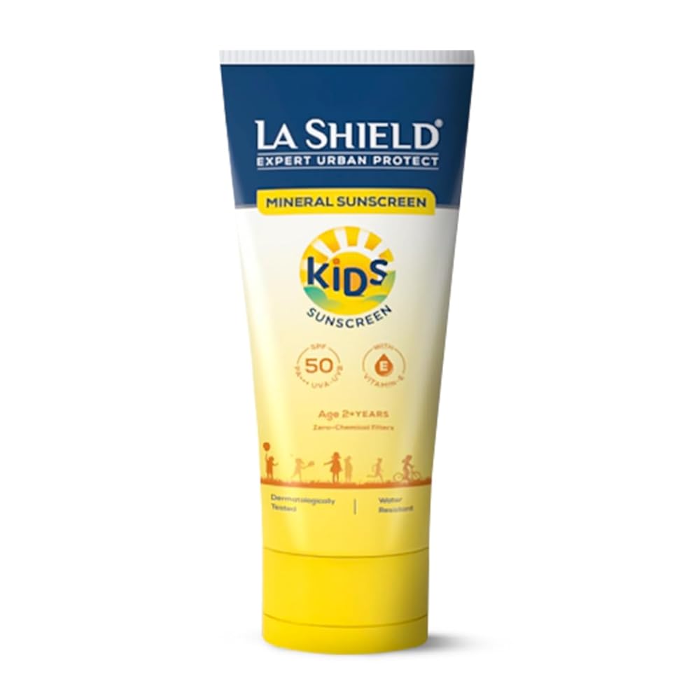 La Shield Kids Sunscreen Gel SPF 50 PA+++|100% Mineral Sunscreen|For kids above 2 years age|Enriched with Vitamin E & Hyaluronic Acid|Suitable for Sensitive skin|4 hour water...