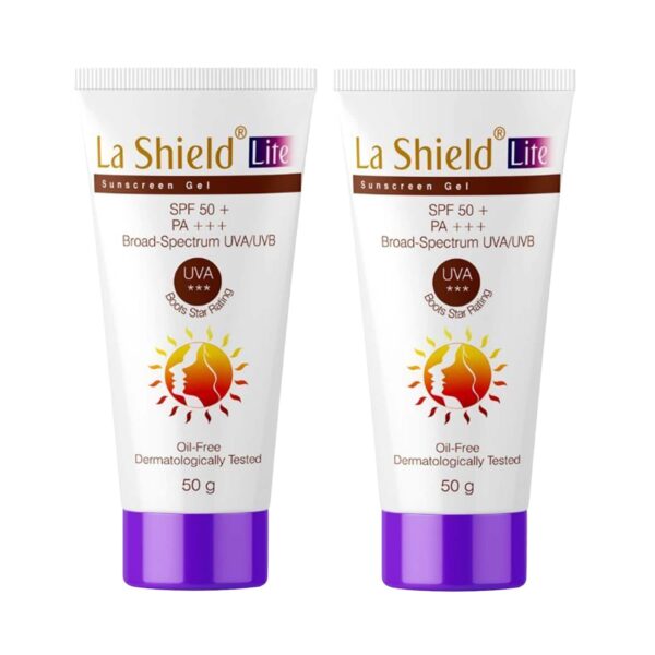 La Shield Lite SPF 50+ & PA+++ Sunscreen Gel Pack of 2 (50 g) Combo - La Shield