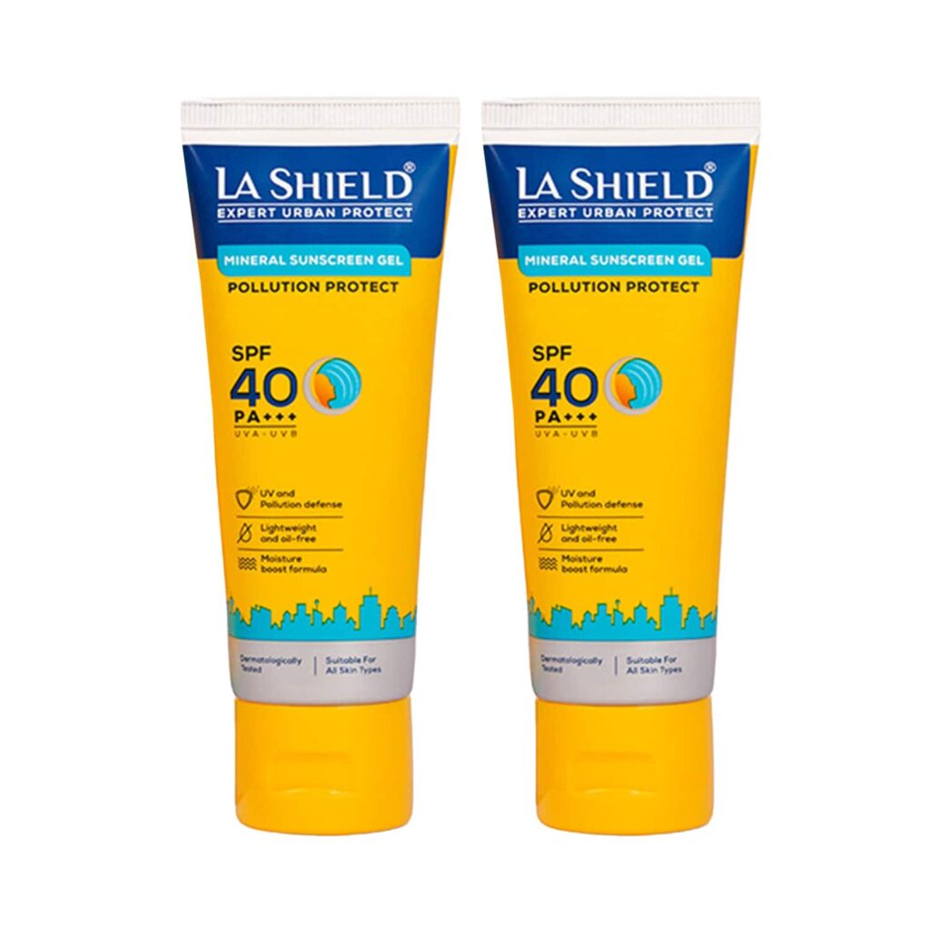 La Shield Pollution Protect Mineral Sunscreen Gel SPF 50 Pack of 2 (50 g) Combo - La Shield