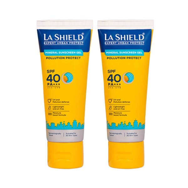 La Shield Pollution Protect Mineral Sunscreen Gel SPF 50 Pack of 2 (50 g) Combo - La Shield