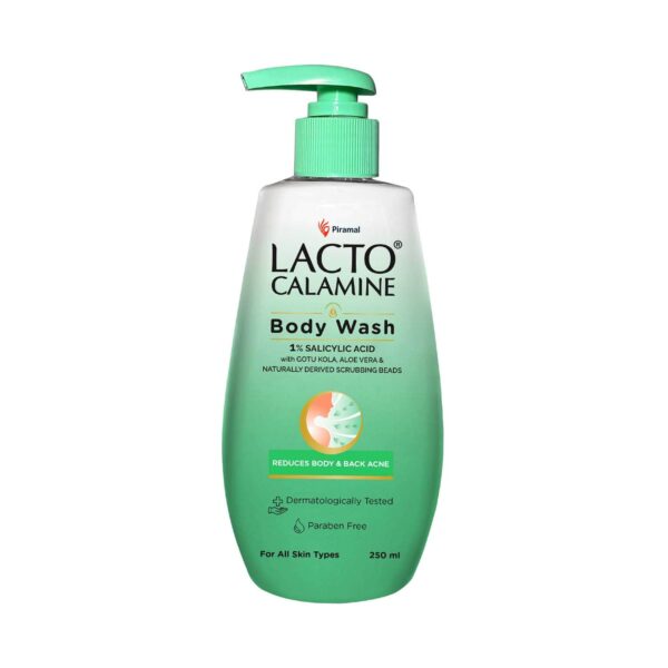 Lacto Calamine 1% Salicylic Acid Body Wash, Natural Scrubbing Bead For Body Acne (250ml) - Lacto Calamine