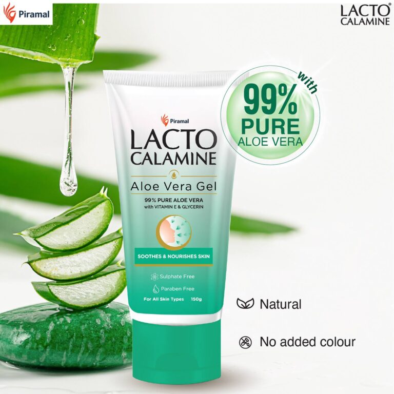 Lacto Calamine Aloe Vera Gel with 99% Natural Aloe Vera, Vitamin E & Glycerin for Hair & Face (150g) - Lacto Calamine