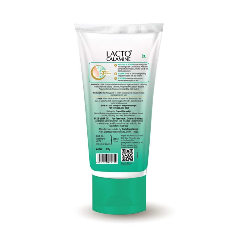 Lacto Calamine Aloe Vera Gel with 99% Natural Aloe Vera, Vitamin E & Glycerin for Hair & Face (150g) - Lacto Calamine