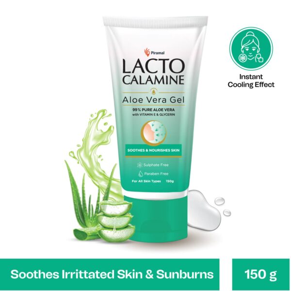 Lacto Calamine Aloe Vera Gel with 99% Natural Aloe Vera, Vitamin E & Glycerin for Hair & Face (150g) - Lacto Calamine
