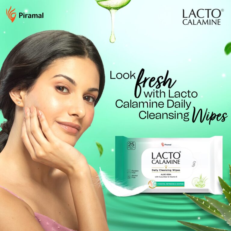 Lacto Calamine Daily Cleansing Face-Makeup Wet Wipes With Aloe Vera, Cucumber & Vitamin E-PO1 (25Pcs) - Lacto Calamine
