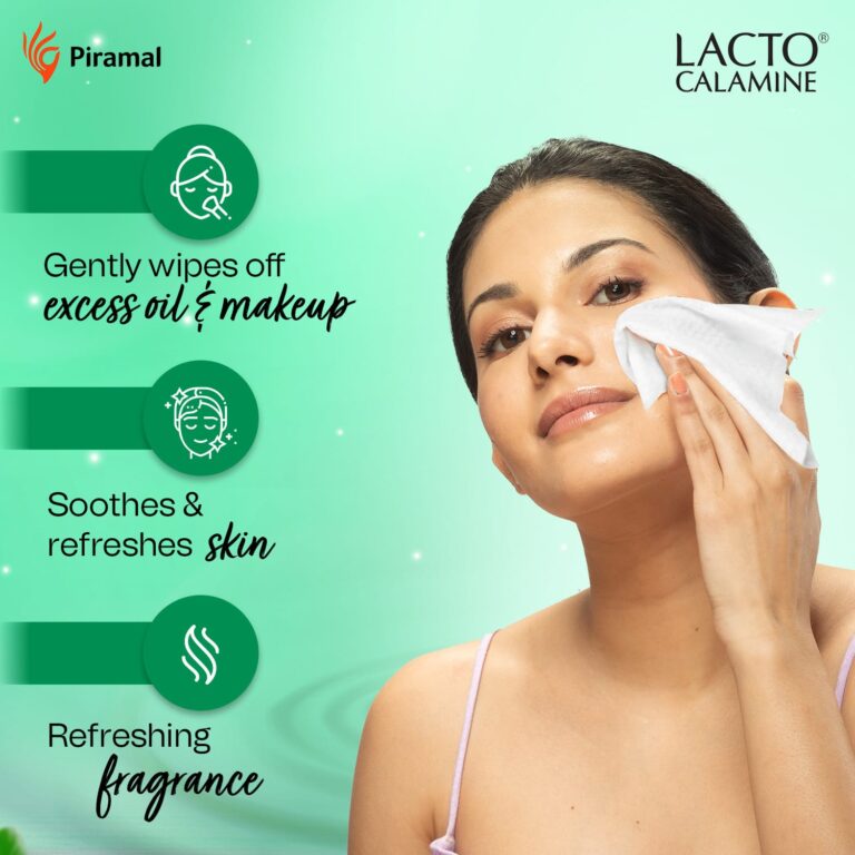 Lacto Calamine Daily Cleansing Face-Makeup Wet Wipes With Aloe Vera, Cucumber & Vitamin E-PO1 (25Pcs) - Lacto Calamine