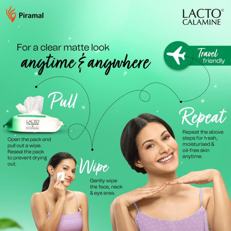 Lacto Calamine Daily Cleansing Face-Makeup Wet Wipes With Aloe Vera, Cucumber & Vitamin E-PO1 (25Pcs) - Lacto Calamine