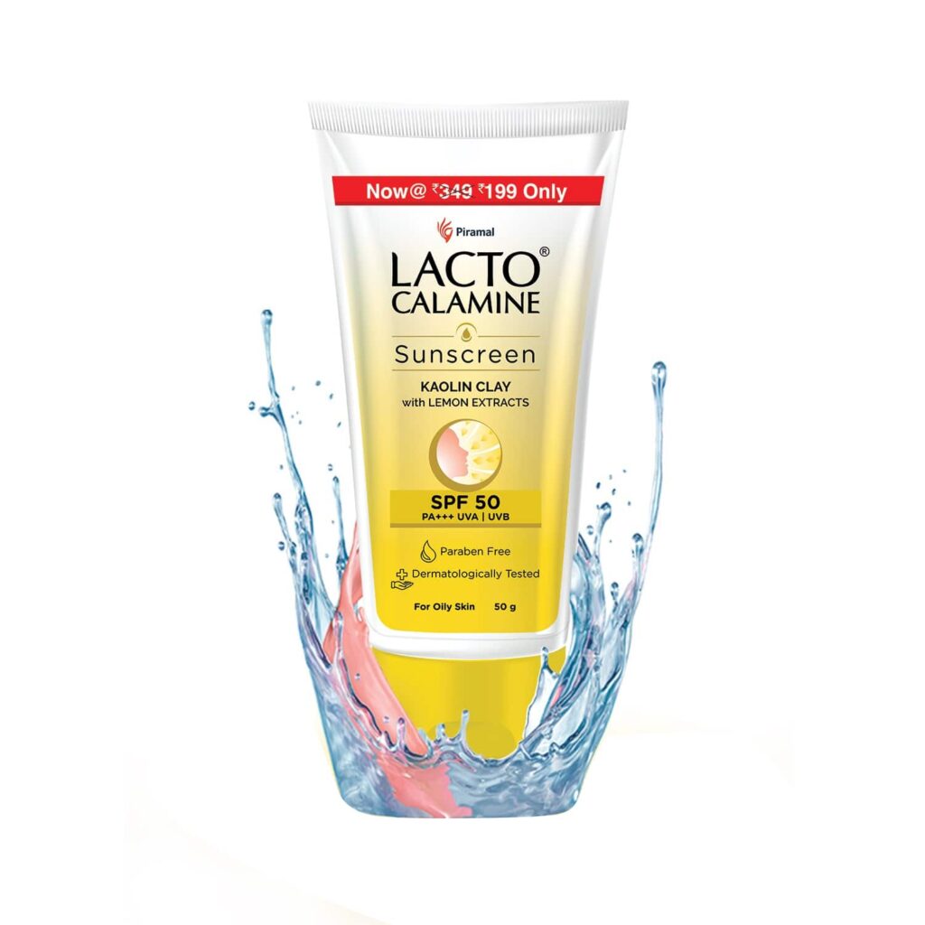Lacto Calamine Daily Sunscreen SPF 50 PA +++ with kaolin clay & lemon extracts, no white cast (50g) - Lacto Calamine