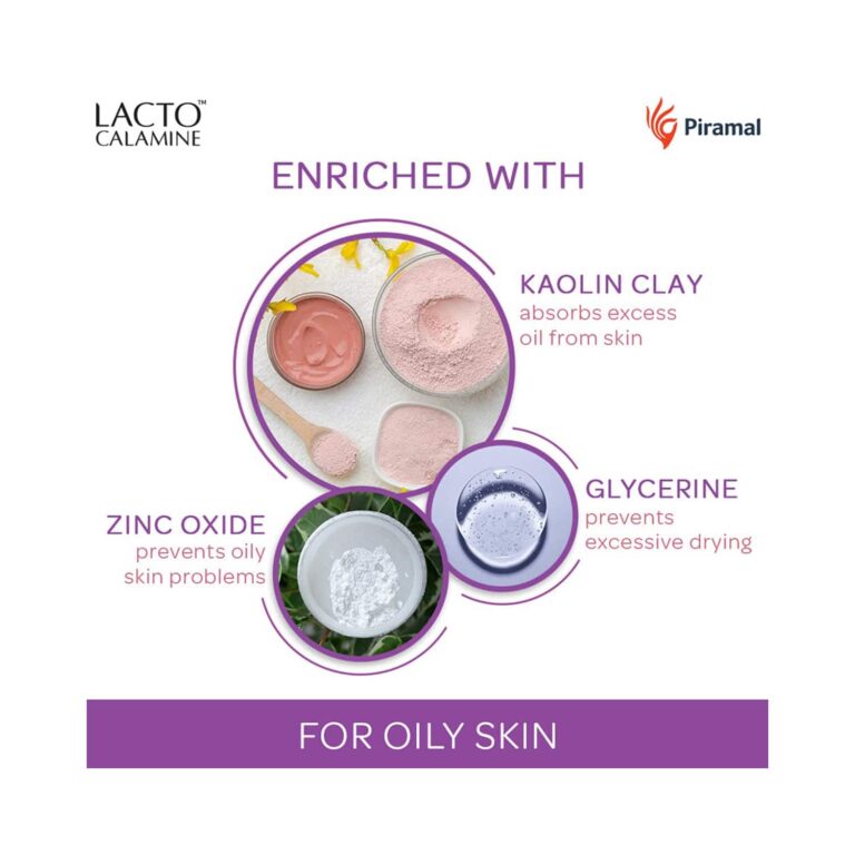 Lacto Calamine Face & Body Lotion Moisturizer for Oily Skin- Kaolin Clay & Glycerin Extracts (120ml) - Lacto Calamine
