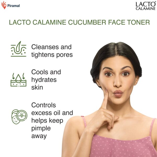 Lacto Calamine Face Toner with Cucumber, Green Tea & Niacinamide-Tightens Pore & glowing Skin (120ml) - Lacto Calamine