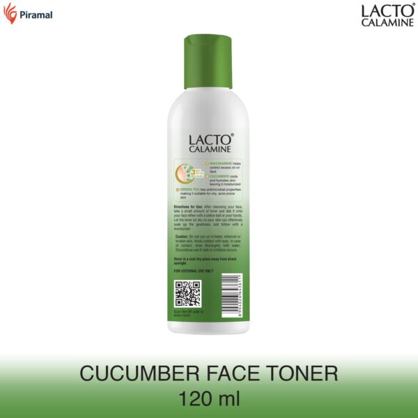 Lacto Calamine Face Toner with Cucumber, Green Tea & Niacinamide-Tightens Pore & glowing Skin (120ml) - Lacto Calamine