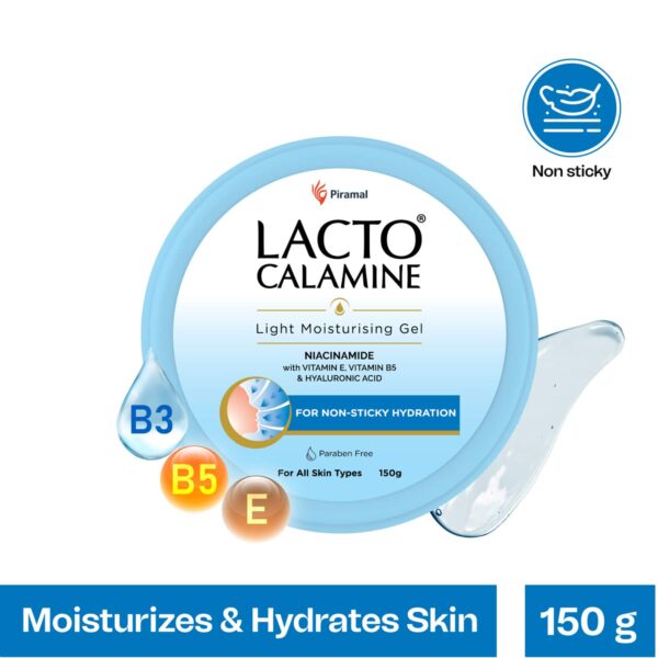 Lacto Calamine gel based Face Moisturizer with Niacinamide, Hyaluronic Acid,Vitamin E & B5 (150g) - Lacto Calamine