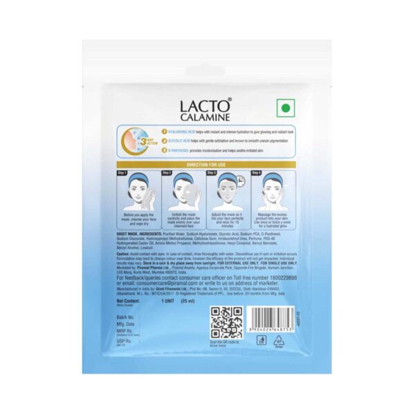 Lacto Calamine Hyaluronic Acid Face Sheet Mask (25ml) - Lacto Calamine