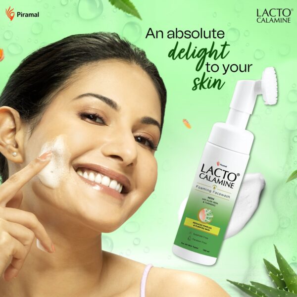 Lacto Calamine Neem & Aloe Foaming Face Wash + Niacinamide,Glycolic Acid for reducing pimple (150ml) - Lacto Calamine
