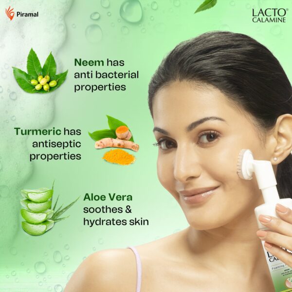 Lacto Calamine Neem & Aloe Foaming Face Wash + Niacinamide,Glycolic Acid for reducing pimple (150ml) - Lacto Calamine