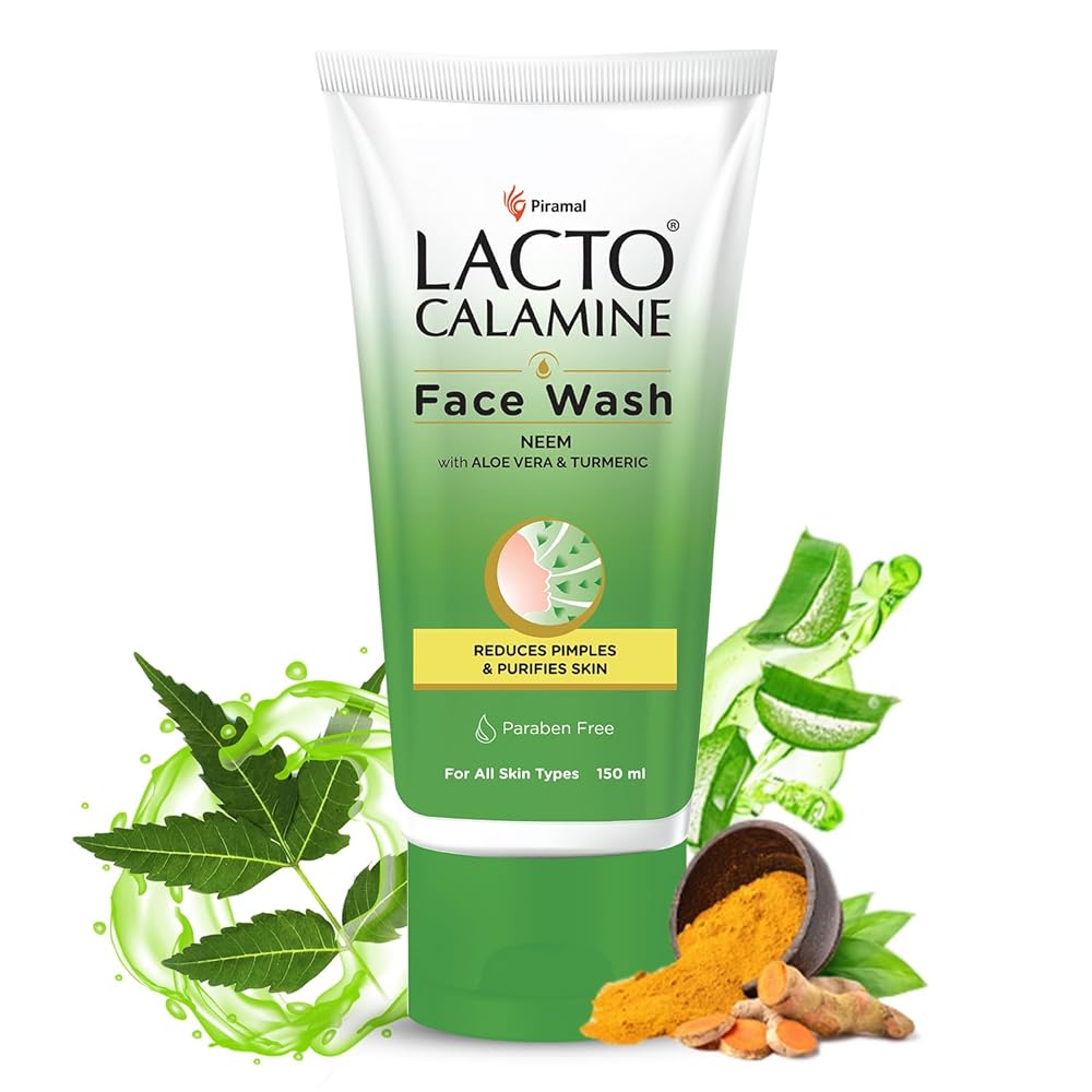 Lacto Calamine Neem Face Wash With Aloe Vera & Turmeric | 150ml | Niacinamide & Salicylic Acid Face Wash | Facewash Reduces Pimples, Purifies Skin & Oil Control | For All Skin...
