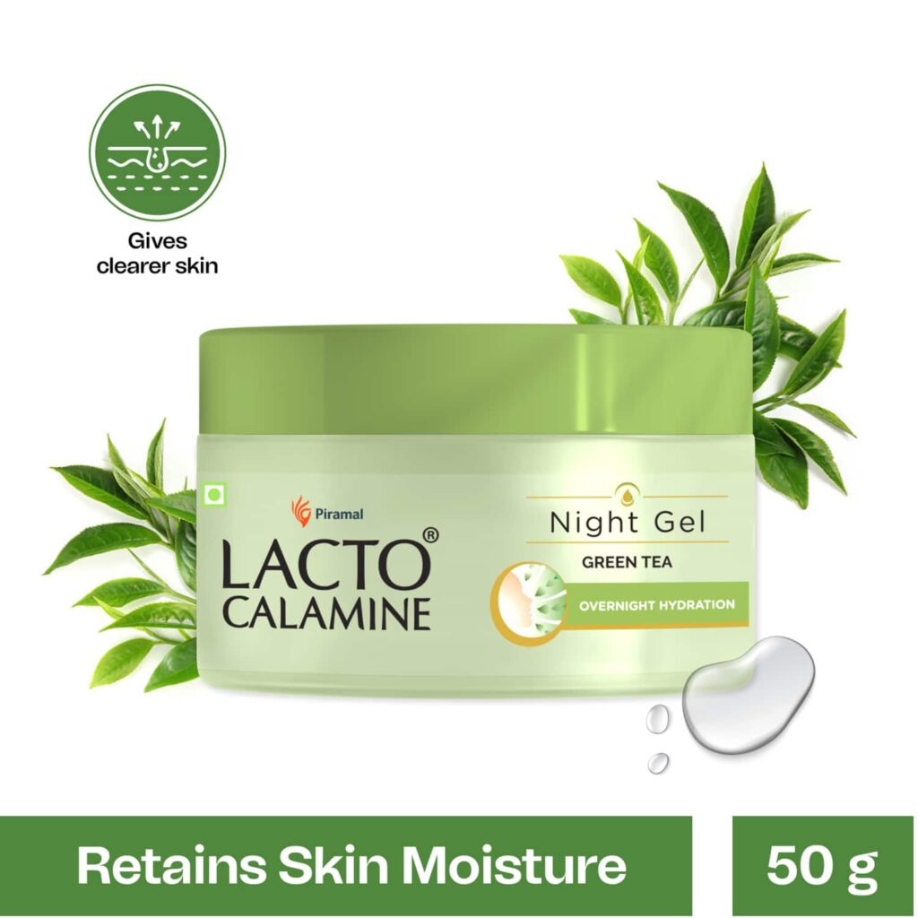 Lacto Calamine Night Gel With Green Tea + Glycolic Acid & Niacinamide for Overnight Hydration (50g) - Lacto Calamine