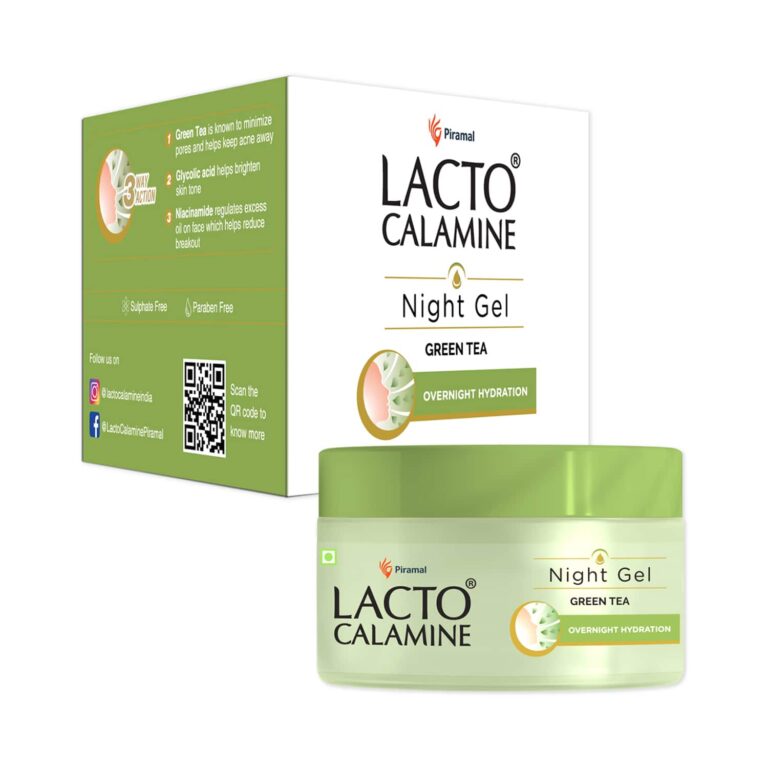 Lacto Calamine Night Gel With Green Tea + Glycolic Acid & Niacinamide for Overnight Hydration (50g) - Lacto Calamine