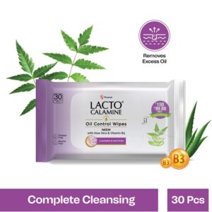 Lacto Calamine Oil Control Face wet Wipes, Removes Makeup With Neem,Aloe Vera & Niacinamide (30Pcs) - Lacto Calamine