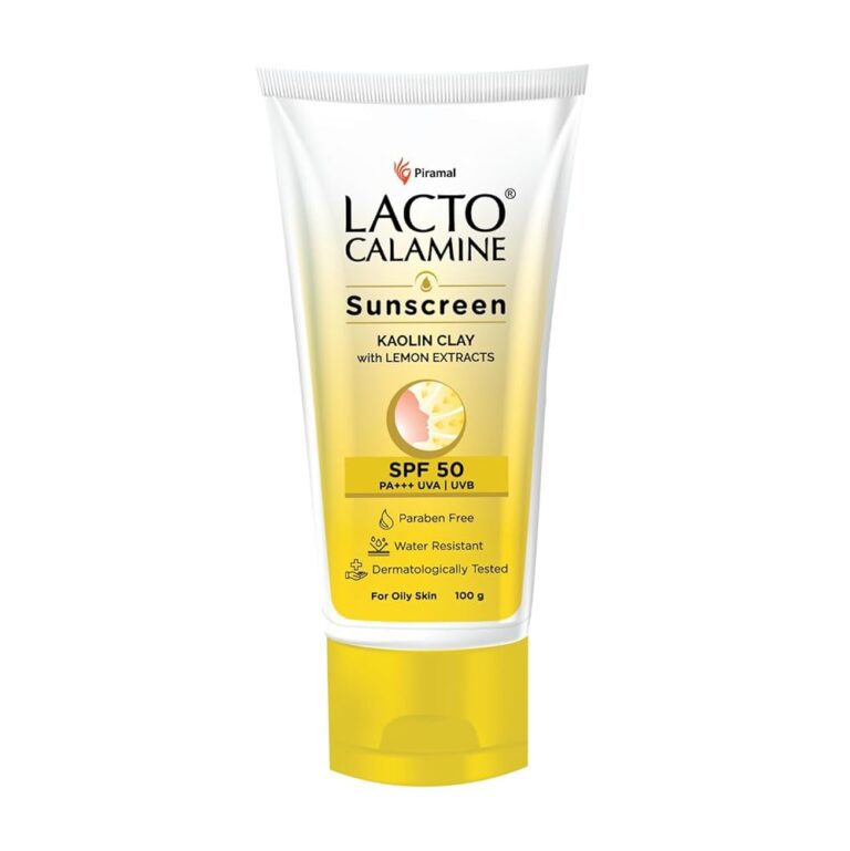 Lacto Calamine Sunscreen SPF 50 | 100g | PA +++ Sunscreen For Oily Skin | UVA – UVB Sunscreen | Water Resistant & No White Cast | With Kaolin Clay, Vitamin E & Lemon Extracts |...