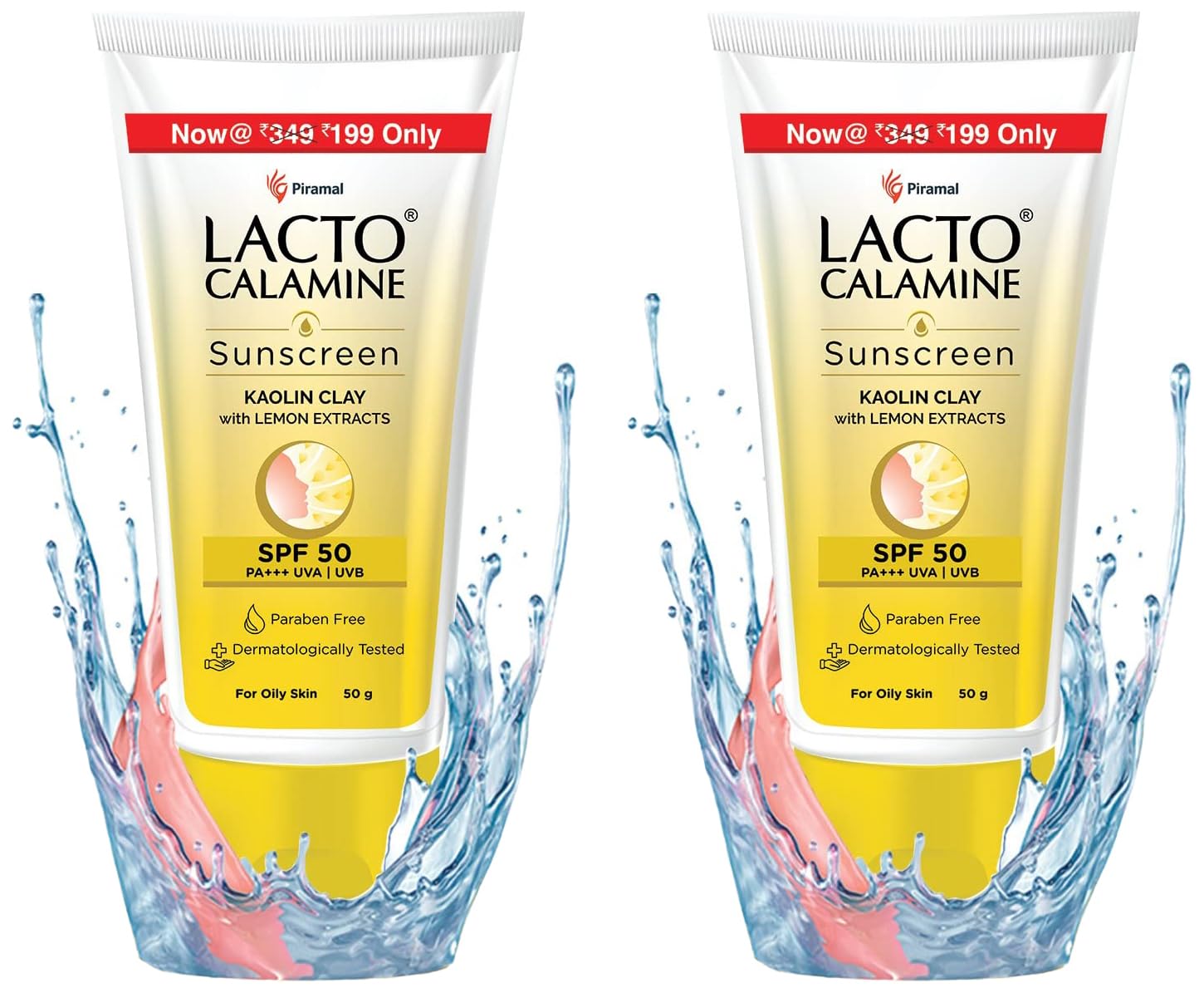 Lacto Calamine Sunshield Matte Look Sunscreen SPF50 PA+++ for Oily or Acne prone skin, Very Water Resistant, Paraben & Sulphate free, 50g (Pack of 2)