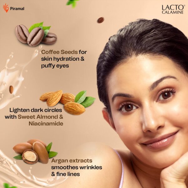 Lacto Calamine Under Eye Cream for Dark Circles with Coffee Oil,Vitamin E, B3 & Multi-Peptides (30g) - Lacto Calamine