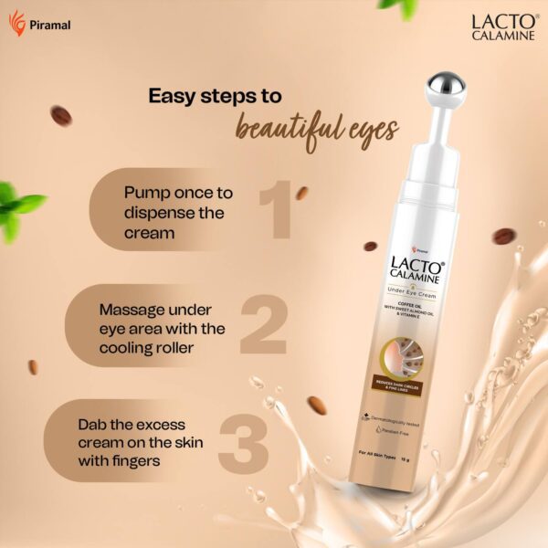 Lacto Calamine Under Eye Cream for Dark Circles with Coffee Oil,Vitamin E, B3 & Multi-Peptides (30g) - Lacto Calamine