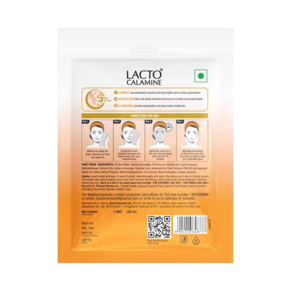 Lacto Calamine Vitamin C Face Sheet Mask (25ml) - Lacto Calamine
