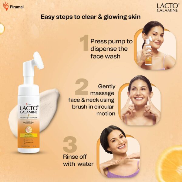 Lacto Calamine Vitamin C Foaming Face Wash + Niacinamide, Glycolic Acid for Skin Brightening (150ml) - Lacto Calamine