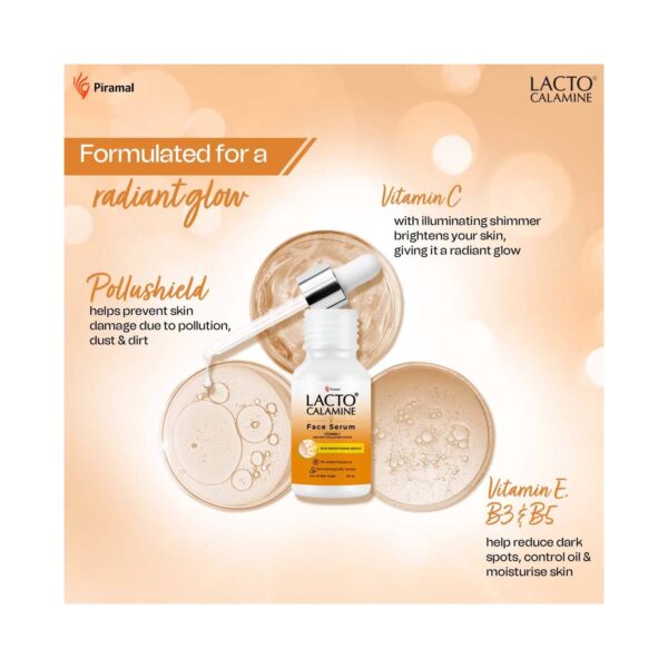 Lacto Calamine Vitamin C Serum With Pollushield, Vitamin E, B3 & B5 (30ml) - Lacto Calamine