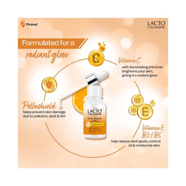 Lacto Calamine Vitamin C Serum With Pollushield, Vitamin E, B3 & B5 (30ml) - Lacto Calamine