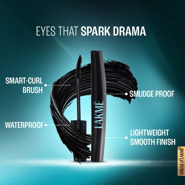 Lakme 9 to 5 Eyeconic Curling Mascara Smudgeproof Waterproof lasts upto 24 Hrs Black (9 ml) - Lakme