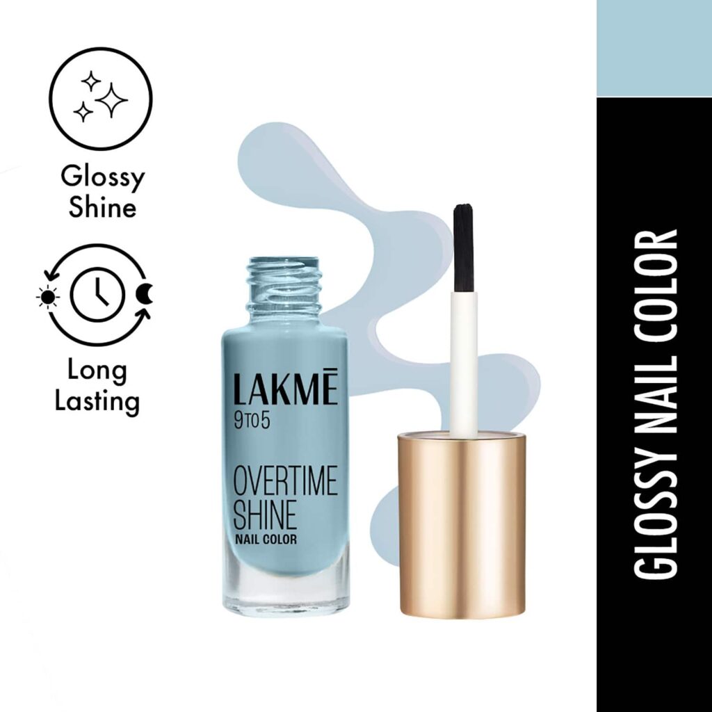 Lakme 9 to 5 Primer + Gloss Nail Color - Blue Scape (6 ml) - Lakme