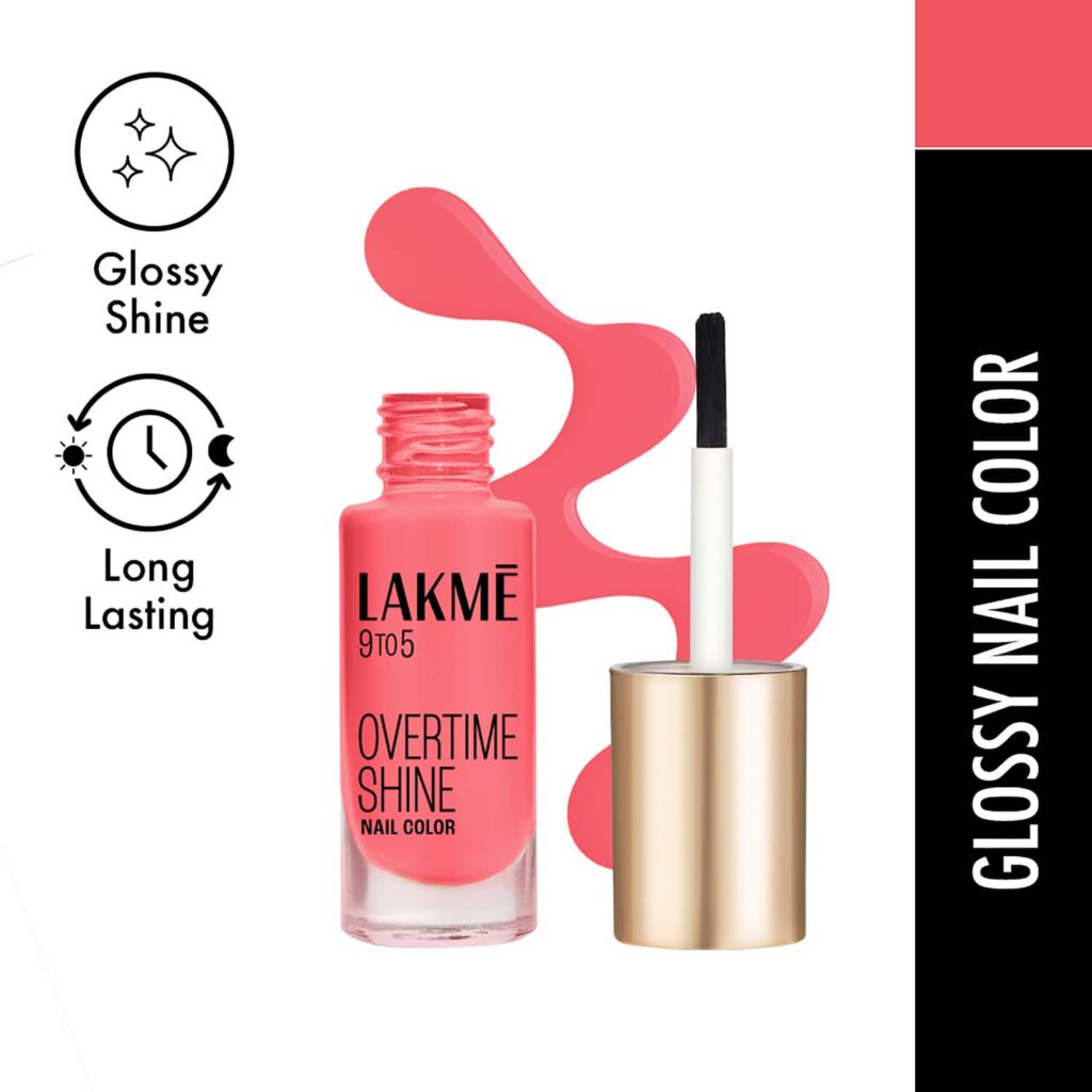 Lakme 9 to 5 Primer + Gloss Nail Color - Blush Punch (6 ml) - Lakme