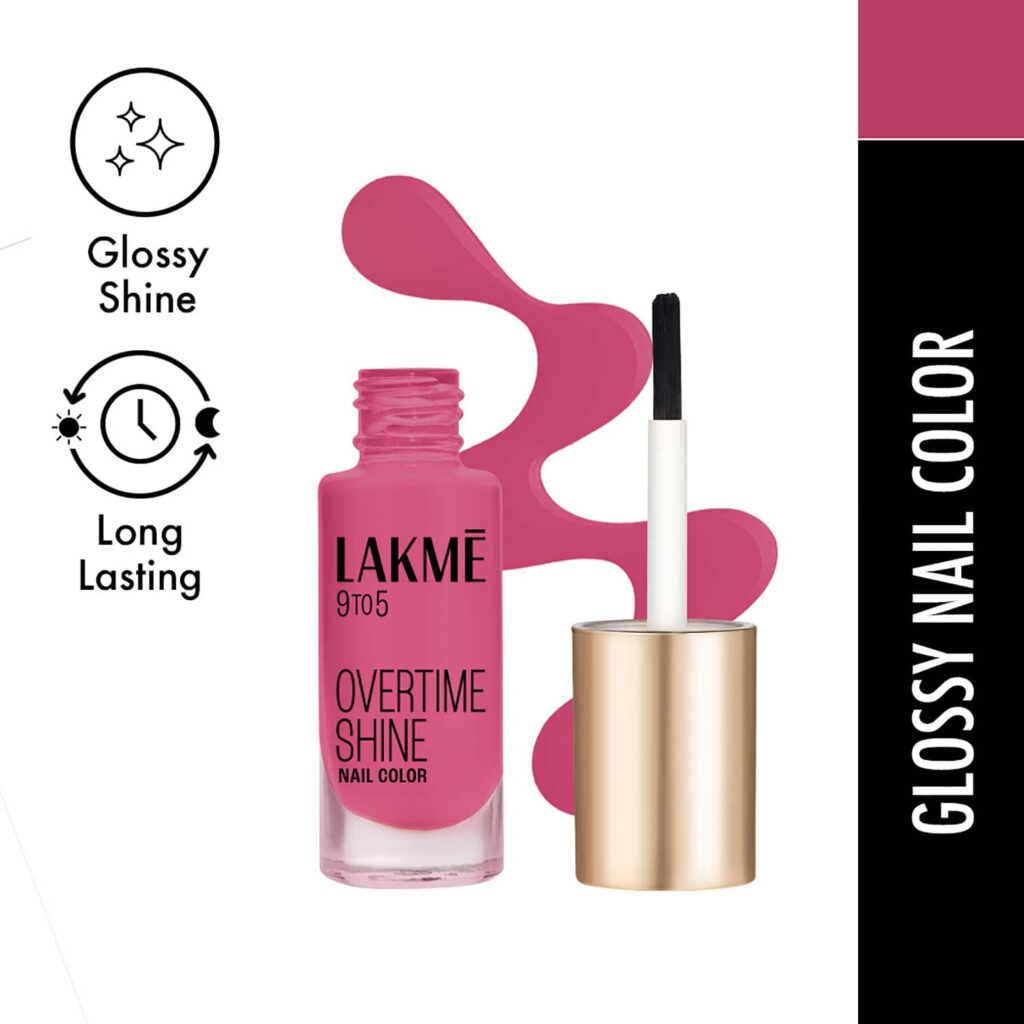 Lakme 9 to 5 Primer + Gloss Nail Color - Magenta Mix (6 ml) - Lakme