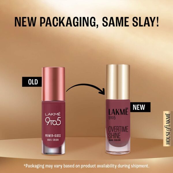 Lakme 9 to 5 Primer + Gloss Nail Color - Mulberry Bush (6 ml) - Lakme