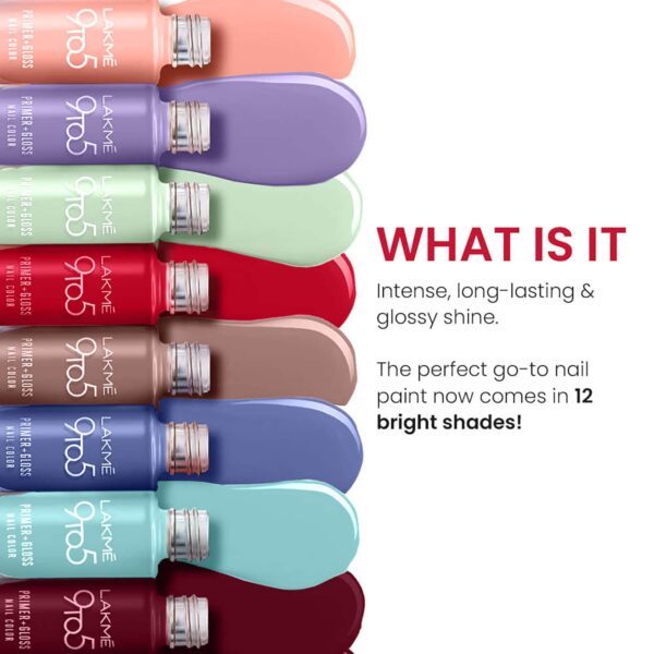 Lakme 9 to 5 Primer + Gloss Nail Color - Mulberry Bush (6 ml) - Lakme